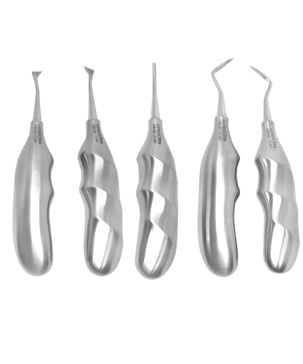 Dental Apical Elevators Set Of 5, Ergonomic Hollow Handle