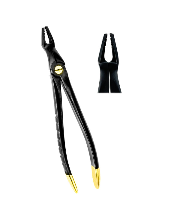 Deep Gripping Atraumatic Universal Extraction Forceps Upper Molars, BLACK & GOLD Series