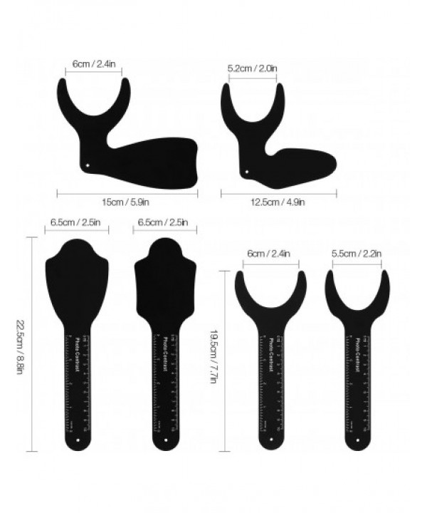 Dental Photo Contrast Set Of 6, Black Coated Stainless Steel 